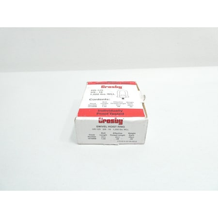 Crosby SWIVEL HOIST RING 3/8-16 OTHER HOIST PARTS AND ACCESSORY HR-125